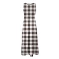 thumbnail image 4 of IROINNID Women's Sleeveless Fit&Flare Dress Round Neckline Boho Summer Smocked Flowy Tiered Party Dress Beach Dress With Pocket Strapless Plaid Dress, 4 of 6