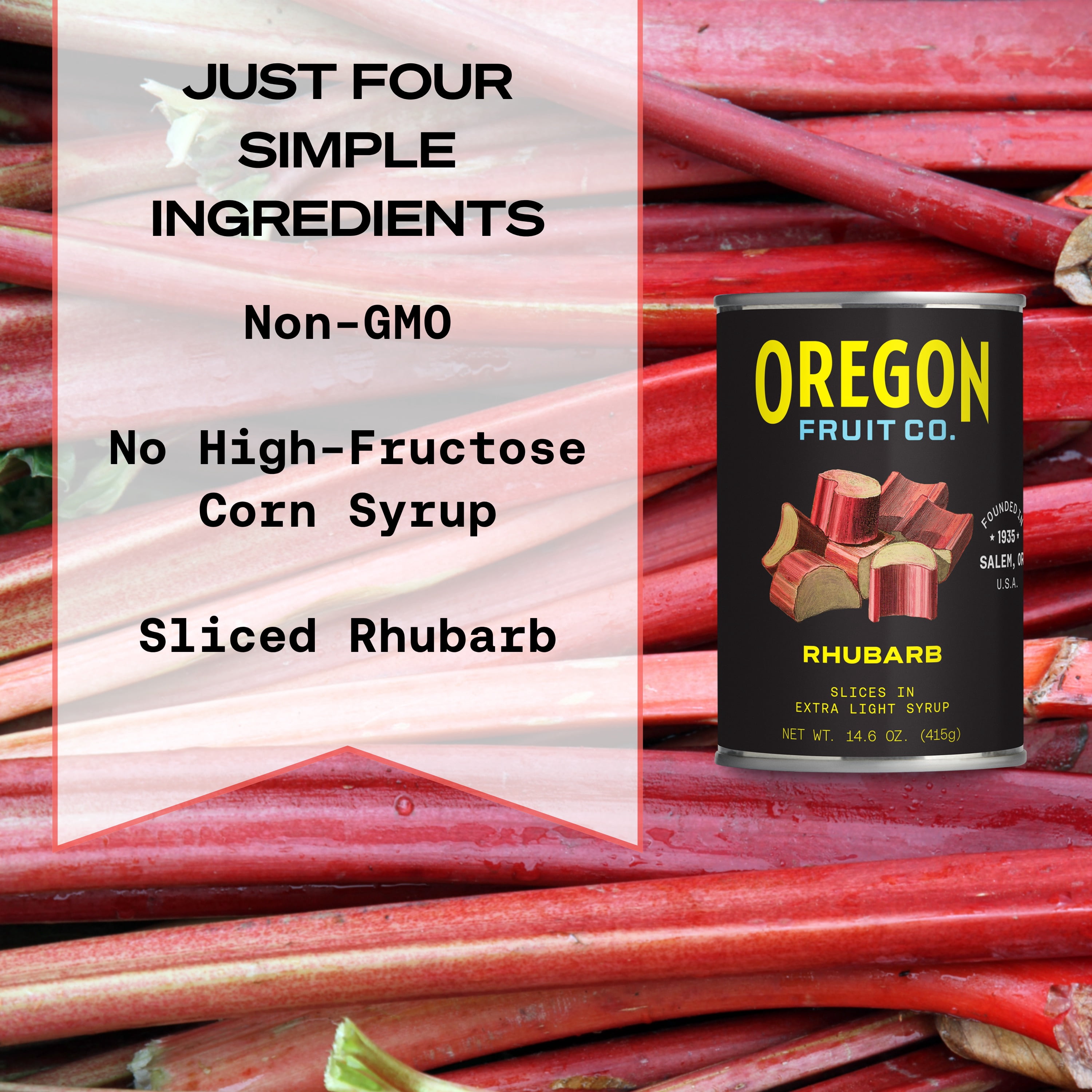 (2 pack) Oregon Fruit Co. Rhubarb Slices in Extra Light Syrup, 14.6 oz Can