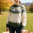 thumbnail image 4 of CCRFTGI Fair Isle Sweaters for Women 2025 Fall Long Sleeve Knit Sweater Pullover Casual Trendy Sweater Lightweight Crewneck Jumper Tops Army Green S, 4 of 4