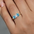 thumbnail image 4 of Gem Stone King 925 Silver and 10K Yellow Gold Lab Grown Diamond and Swiss Blue Topaz Engagement Ring for Women | 1.52 Cttw | Oval 6X4MM | Gemstone April Birthstone | Size 7, 4 of 4