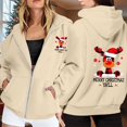 thumbnail image 2 of Womens Zip-up Hoodie Christmas Elk Print Long Sleeve Jackets Funny Xmas Holiday Funny Fall Winter Hooded Sweatshirts, 2 of 8