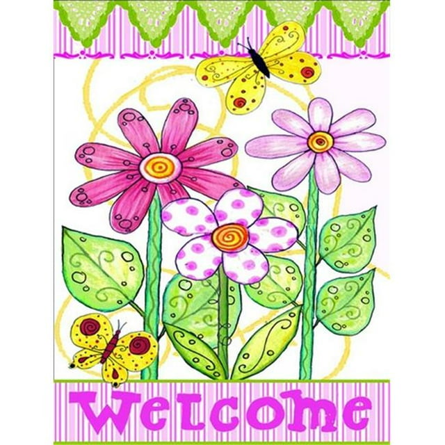 Carolines Treasures PJC1048GF Fleur Bienvenue Drapeau Jardin Taille