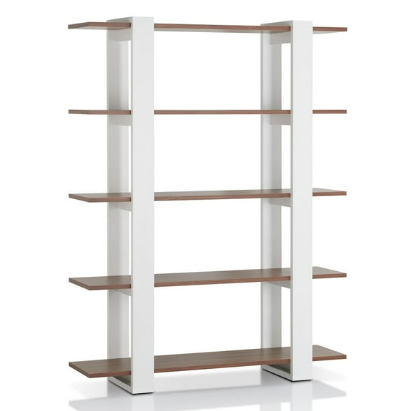 Furniture of America Bess Modern Wood 5-Shelf Bookcase in White