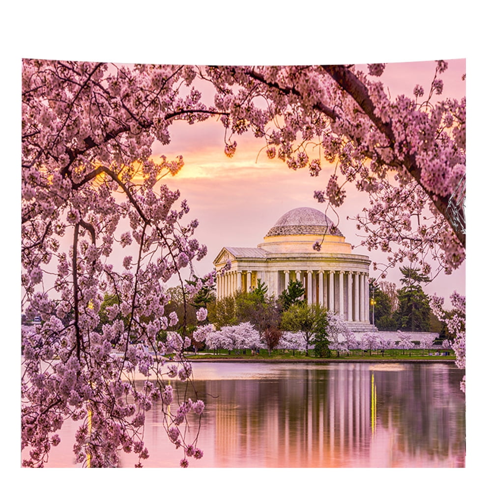 Nature Grown Cherry Blossom Mount Fuji Wall Hanging Tapestry Bedspread Blanket Room Decor Walmart Com