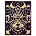 thumbnail image 1 of Symmetrical Illustration Of Tiger Face With Yellow Eyes Black And Cream Stripes Art Print Framed Poster Wall Decor 12x16 inch, 1 of 5