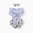 thumbnail image 4 of PatPat Baby Girl Clothes Lavender Short Sleeve Bodysuit Baby Shower Gifts Baby Clothes for Girls with Baby Headbands 9-12 Months, 4 of 12