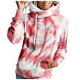 thumbnail image 1 of Chandail à Capuche pour Femmes, Imprimé Teinture sur Nœuds, Manches Longues, Poche, Ample, 1 of 1