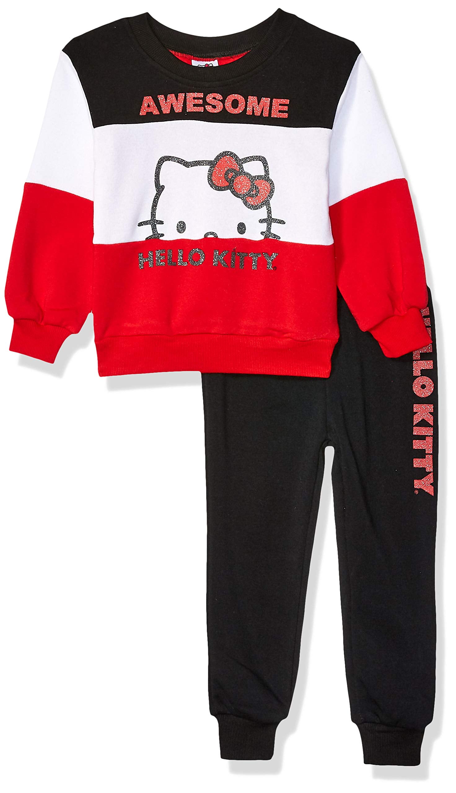 Hello Kitty Little Girls 2 Piece Sweatshirt and Pant Active Set, 5 ...