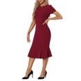 thumbnail image 4 of INSPIRE CHIC Women's Vintage Wear-to-Work Dress Short Sleeve Mermaid Bodycon Midi Dresses, 4 of 5
