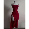 thumbnail image 5 of Sexy Backless Lace Up Long Dress Women Split Sleeveless Bodycon Party Club Evening Dresses High Street Female Suspender Robes, 5 of 8