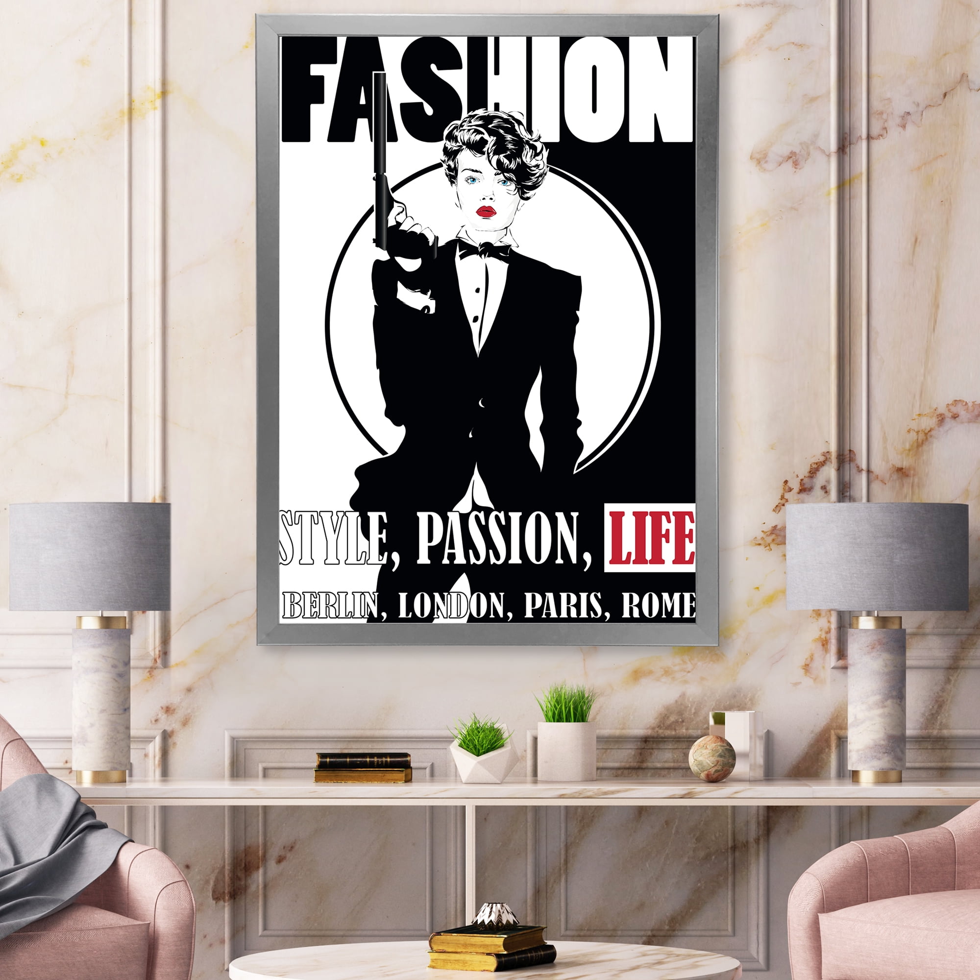 Designart 'Style Passion Life Fashion Woman II' Vintage Framed Art Print