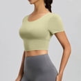 thumbnail image 4 of Women's Short Sleeve Crop Shirts Scoop Neck Slim Fit Strappy Open Back Criss Cross Jersey Summer Activewear, Workout Yoga Pilates Athletic Fitness Running Tops, 4 of 7