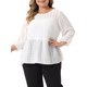 thumbnail image 1 of Blusa de peplum con volantes y cintura ajustada de manga 3/4 para mujer de tallas grandes Agnes Orinda 2X blanca, 1 of 6