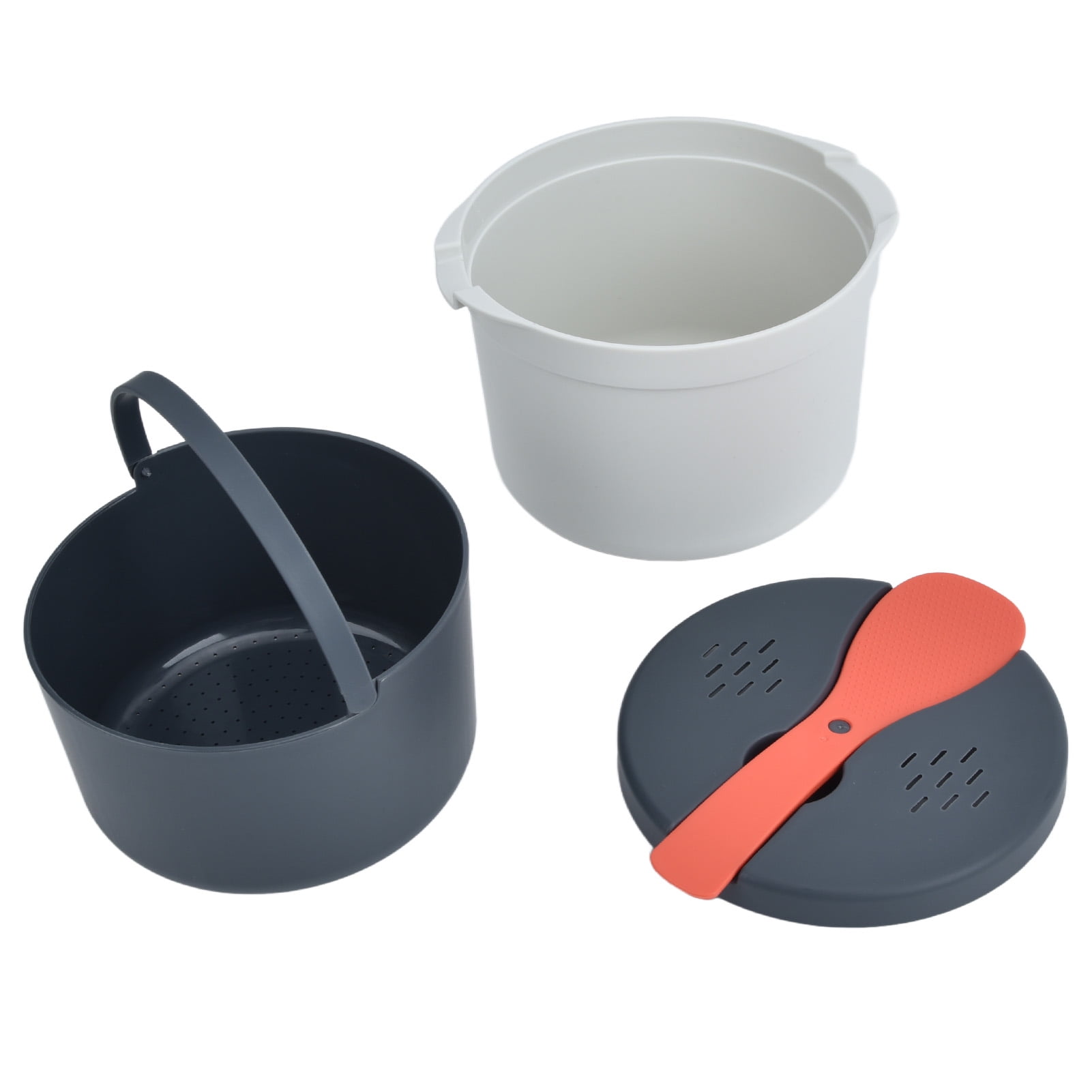 Ensemble cuiseur à riz pour micro-ondes, cuillère à riz 2 L, couvercle passoire, cuiseur à riz pour micro-ondes, cuiseur à riz vapeur pour la cuisine à la maison (vert