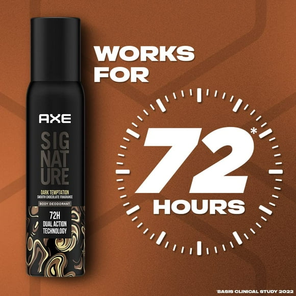 Axe Signature Dark Temptation Déodorant Corporel en Vaporisateur pour Hommes 200ml, 6.7 Fl.oz. Longue Durée Sans Gaz - Technologie Double Action 72h Parfum Chocolat Lisse pour Garçons