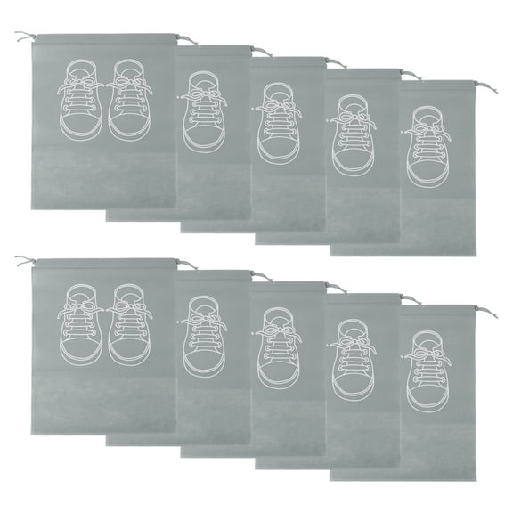 Unique Bargains 10 Pcs Sneakers Pattern Dustproof Shoe Dust Bag Shoes Storage Bag Travel Drawstring Storage Bag Gray