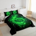 thumbnail image 3 of Musical Note Kids Comforter Set,Starry Green Sequins Print (Not Real) Chic Bedding Set All Season,Neon Glitter Music Theme Romantic Comforter 2 Pcs with 1 Pillowcase,Toddler Size, 3 of 6