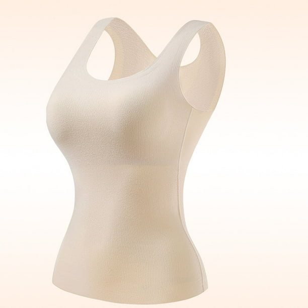 Ropa interior térmica Tops de moda para mujer de invierno sin mangas de cuello redondo cómodas camisetas sin mangas lisas regulares blusa de poliéster para mujer