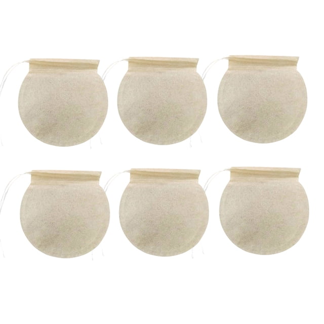 100 bolsitas de papel desechables redondas de pulpa de madera para café, té y hojas sueltas (6 cm, color caqui)