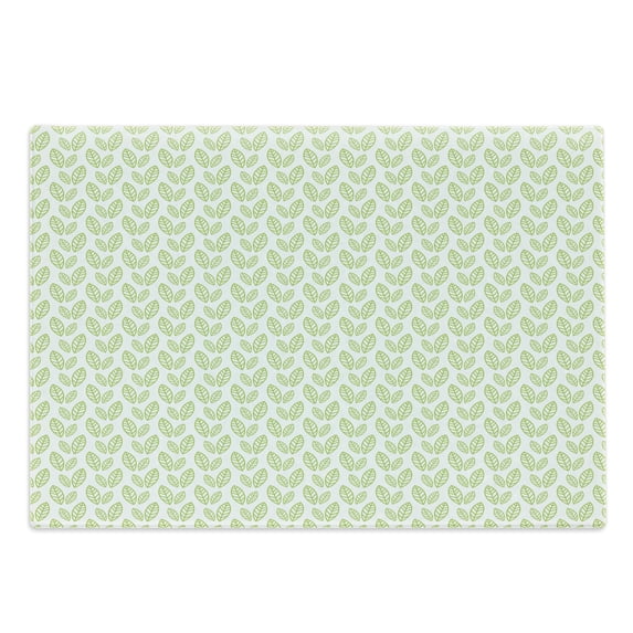 Green Leaf Cutting Board, Simple Organic Pattern with Abstract Leaves Ecology Environment Theme, Decorative Tempered Glass Cutting and Serving Board, Large Size, Apple Green White, by Ambesonne