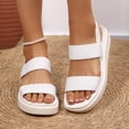 thumbnail image 5 of Pennysue Women's Platform Wedges Sandals White Elastic Ankle Strap Sandals 11M, 5 of 7