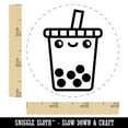 thumbnail image 2 of Kawaii Cute Boba Bubble Milk Tea Face Self-Inking Rubber Stamp Ink Stamper - Purple Ink - Small 3/4 Inch, 2 of 7