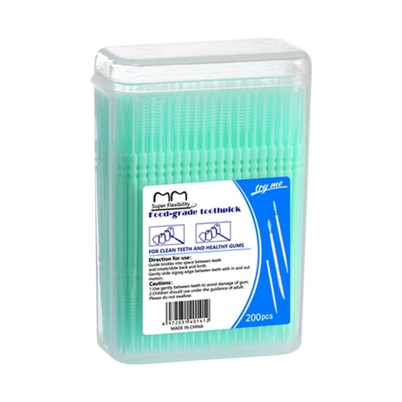 Deals of The Day Clearance! 200pcs Double-Head Toothpicks, Disposable Plastic Toothpicks for Teeth Cleaning, Interdental Brushes for Oral Care, Dental Picks