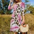 thumbnail image 4 of Pink Lilies Leopard Print Floral Fabric Flare Dress Square Neck Dress Elegant Female Fashion Printed Dress, 4 of 9