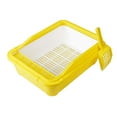 thumbnail image 2 of Caja de arena para gatos semicerrada con tapa abierta y antisalpicaduras de lados altos amarillo, 2 of 8