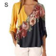 thumbnail image 1 of facefd Blouse Imprimée Col en V Chemise Manches Longues Ample Blouse Imprimée Haut Femme Jaune P, 1 of 4