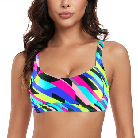 Ocean Blues Women s Bikini Top Bandeau Swimsuit Ruched Swim Top Bathing Suit Top with Adjustable Shoulder Straps