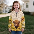 thumbnail image 4 of Uorisanigo Girls Oversized Sweatshirts Long Sleeve Pullover Top Fashion Quarter Zipper Pullover Jackets for Teen Girl Lightweight School Highland Cow Leopard Print Athletic Tops Fall Clothes, 4 of 7