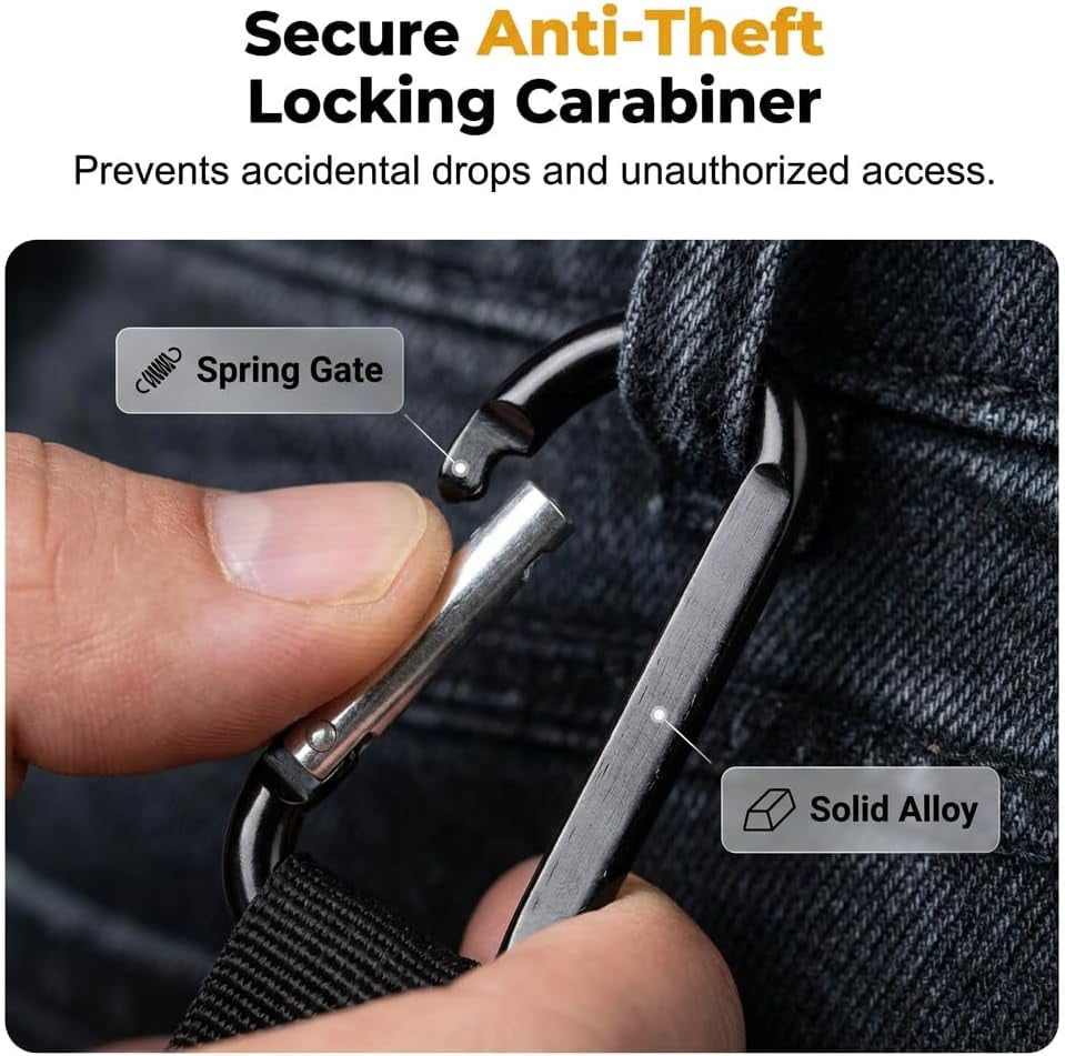 Retractable Phone Lanyard - Anti-Theft Tether with 360° Swivel Carabiner for Hiking Skiing Cycling
