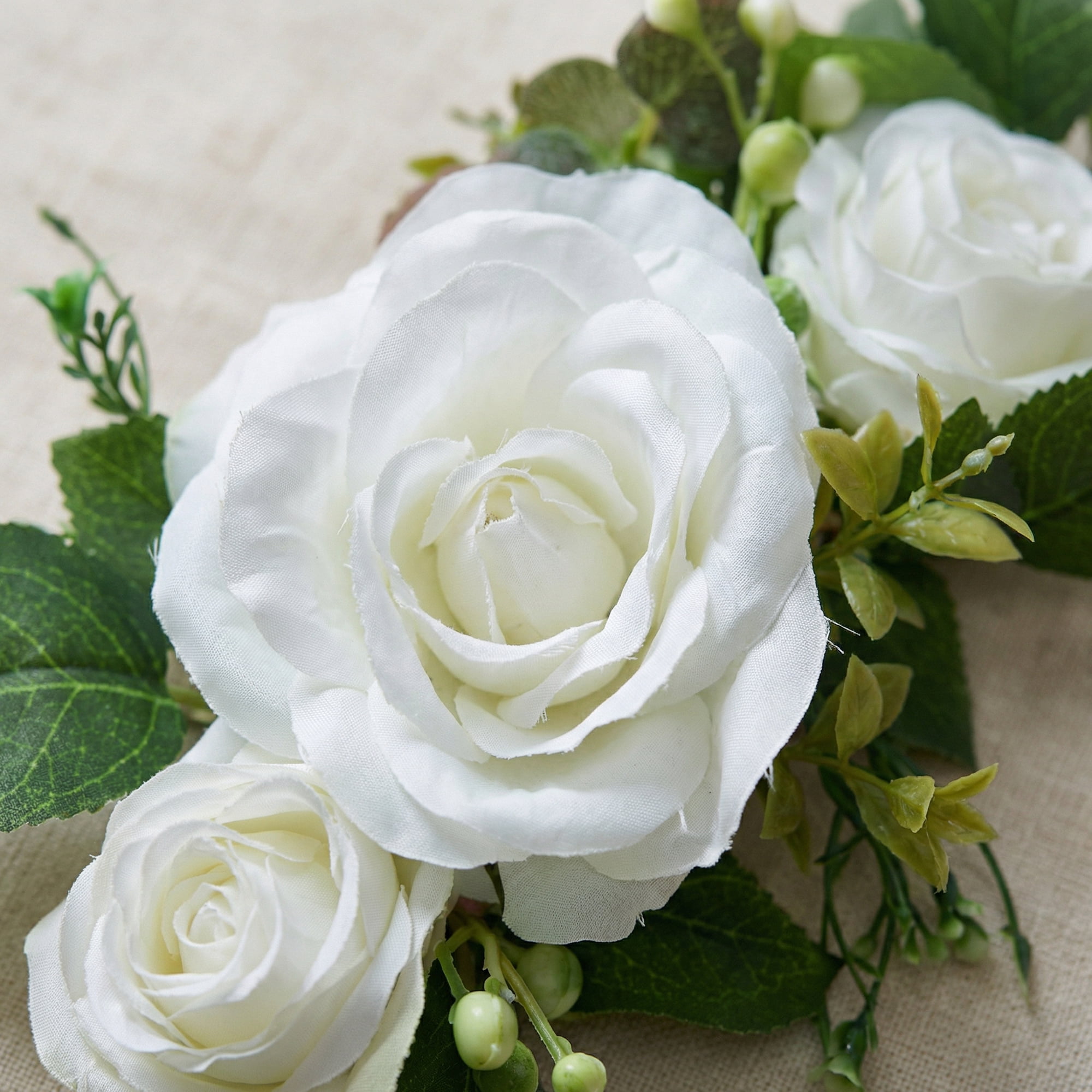 Unique Bargains 4Pcs Artificial Rose Bouquets Silk Flowers White Red 13"