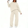 thumbnail image 2 of Letdown Two Piece Sets for Women Long Sleeve Sweatshirts Top Casual Matching Sets Loungewear Fall Clothes Travel Outfits Fashion (Beige, L), 2 of 7