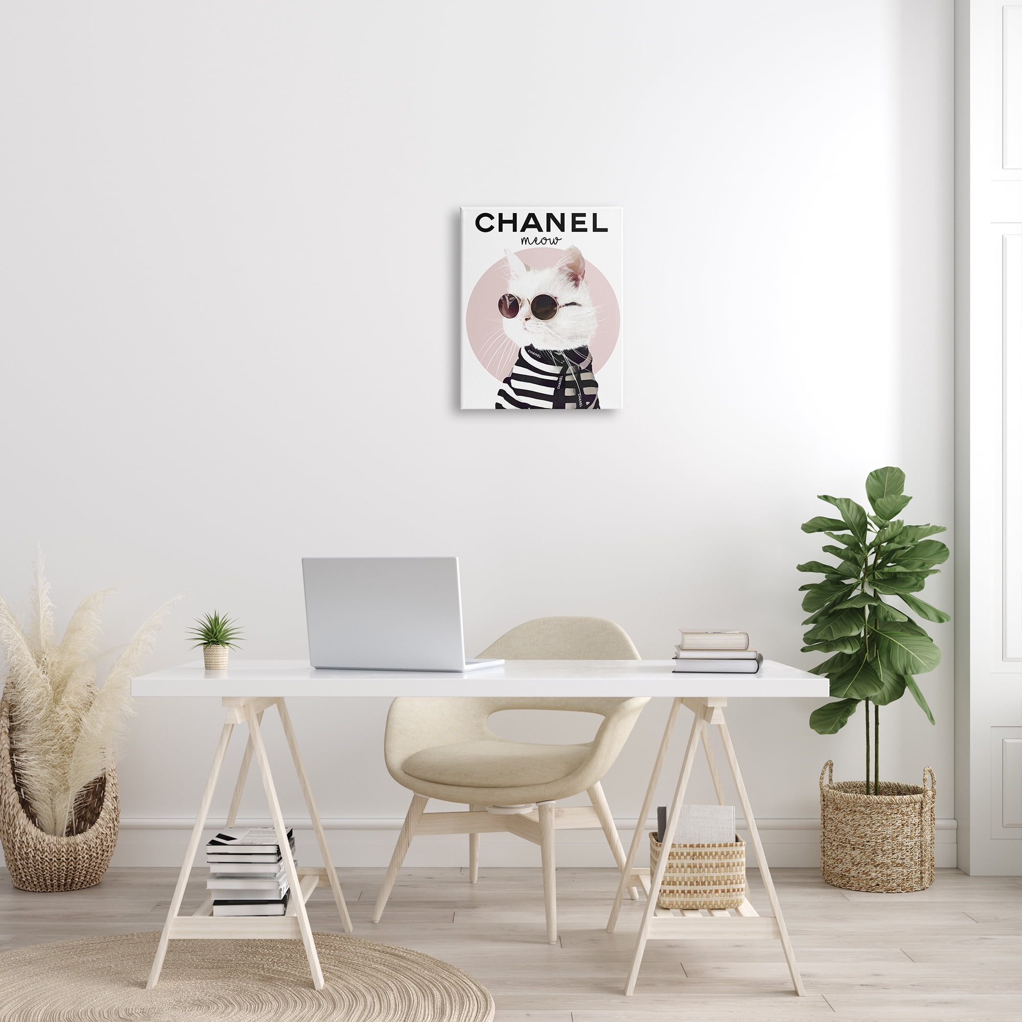 Stupell Industries Chic Kitty Cat Meow Glam Fashion Pink Circle, 16 x 20, Designed by Ros Ruseva
