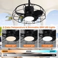 thumbnail image 5 of Parrot Uncle 20" Modern Black IP65 Waterproof Outdoor Caged Plug-in LED Ceiling Fan with Remote Control, 5 of 15