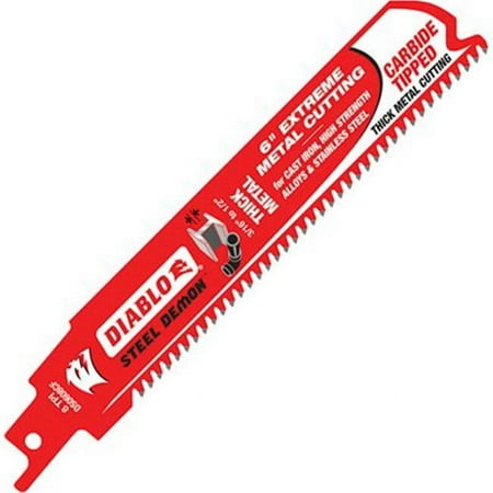 UPC: 0008925132929 | Diablo DS0408CF3 Steel Demon Carbide-Tipped Metal Cutting Reciprocating Saw Blade  4 in. 8 TPI
