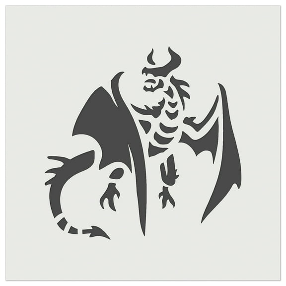 Fierce Horned Flying Dragon Wyvern DIY Cookie Wall Craft Stencil - 5.5 Inch
