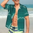 thumbnail image 7 of Sikiie ECG Wave Print Men's Hawaiian Shirt, Summer Beach Button Pocket Short Sleeve T-Shirt,X-Large, 7 of 7