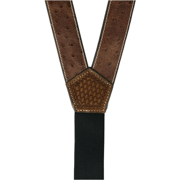 Nocona® Men's Brown Leather Suspenders-Made in USA