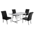 thumbnail image 1 of 5pc. Ensemble de Repas en Verre de 68 x 40 Po avec 4 Chaises et Acier Inoxydable Argenté, 1 of 3