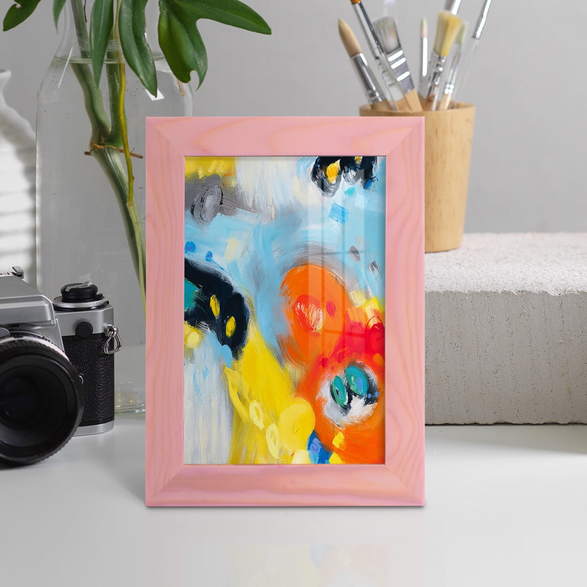 In the Loop II -Framed Print w/glass-Sunset Pink