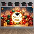 thumbnail image 3 of Gold Lettering Congratulations Grad Banner Black & Gold Graduation Backdrop Star Accents Calligraphy Font Congrats Grad Background for High School Graduation College Graduation Graduation Party, 3 of 3