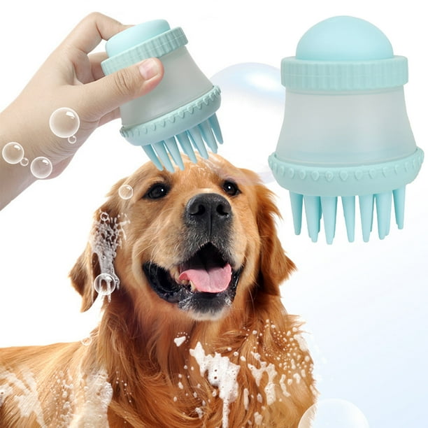 Cepillo de baño para mascotas, cepillo de masaje para baño de perros y gatos, cepillo de almacenamiento de líquido de baño, suministros de baño para perros, adecuado para el baño de mascotas, cepillo