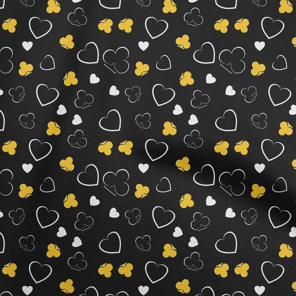 oneOone Cotton Flex Yellow Fabric Poker Card Sewing Fabric By The Yard Printed Diy Clothing Sewing Supplies 40 Inch Wide