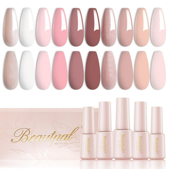 Set de Esmaltes de Gel Larvall 10 Colores Nude con Brillo