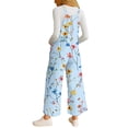thumbnail image 3 of WTOBBY Women's Casual Sleeveless Jumpsuit with Retro Floral Print, Fashionable Loose Fit Design for Comfortable and Stylish Everyday Wear,Sky BlueM, 3 of 4