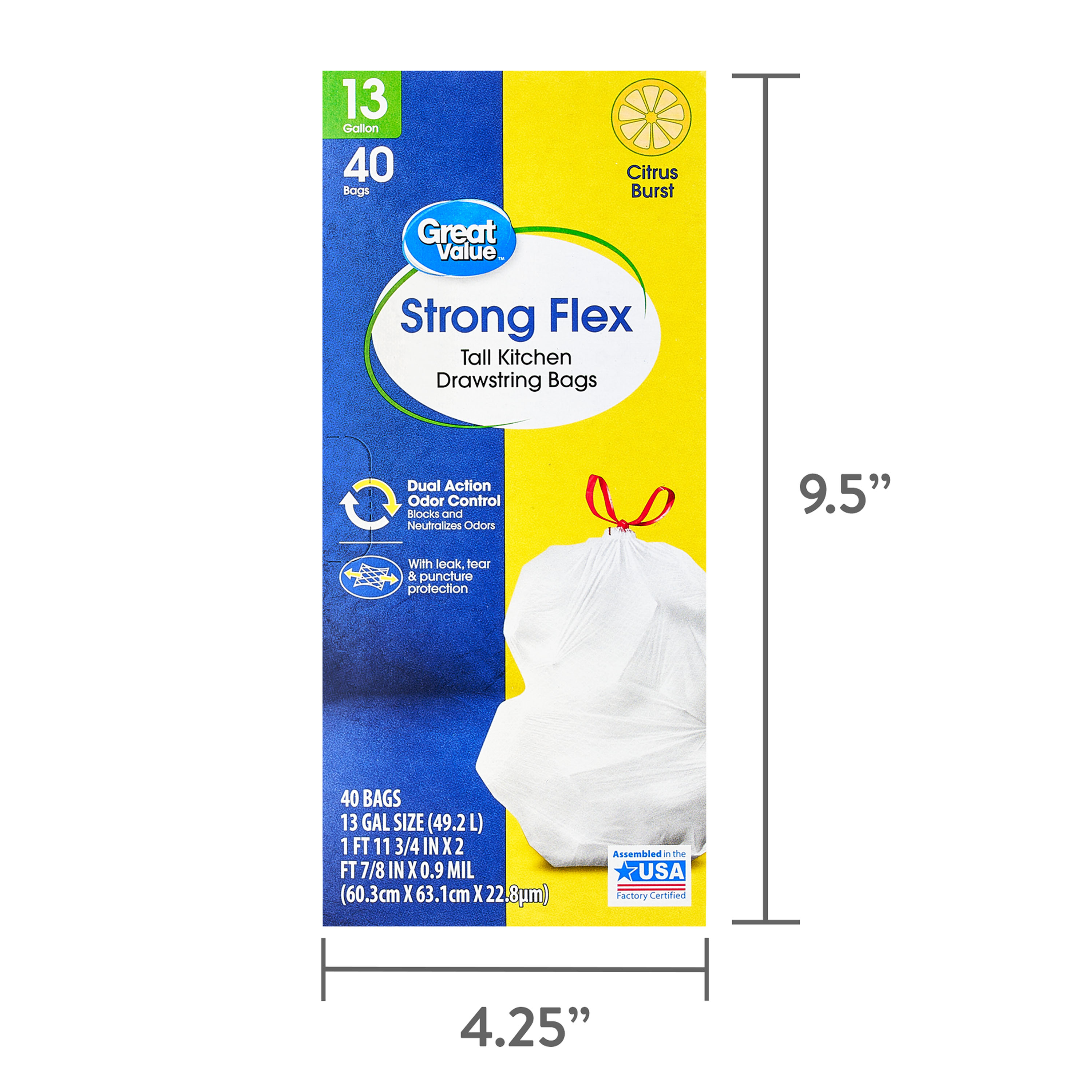 Great Value Strong Flex 13 Gallon Trash Bags, Citrus Burst, 40 Count photo 8