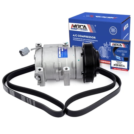 MOCA AUTOPARTS New AC Compressor & Serpentine Belt Fit for 2004-2008 Acura TL 3.2L & 2005-2008 Honda Pilot 3.5L & 2003-2007 Honda Accord 3.0L